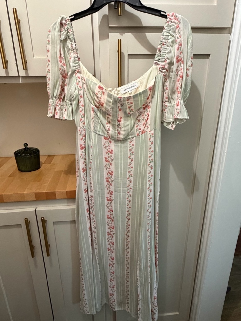 WeWoreWhat Pastel Floral Stripe Maxi Dress in Mint, Pink & Cream